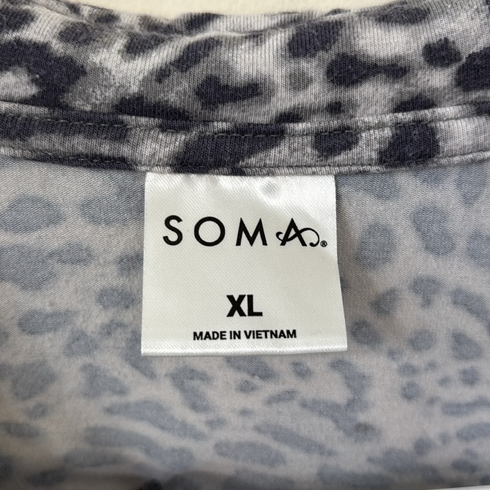 SOMA Embraceable Long Sleeve Pajama Set Spotted Mini Gray Ink Size XL - Picture 7 of 12